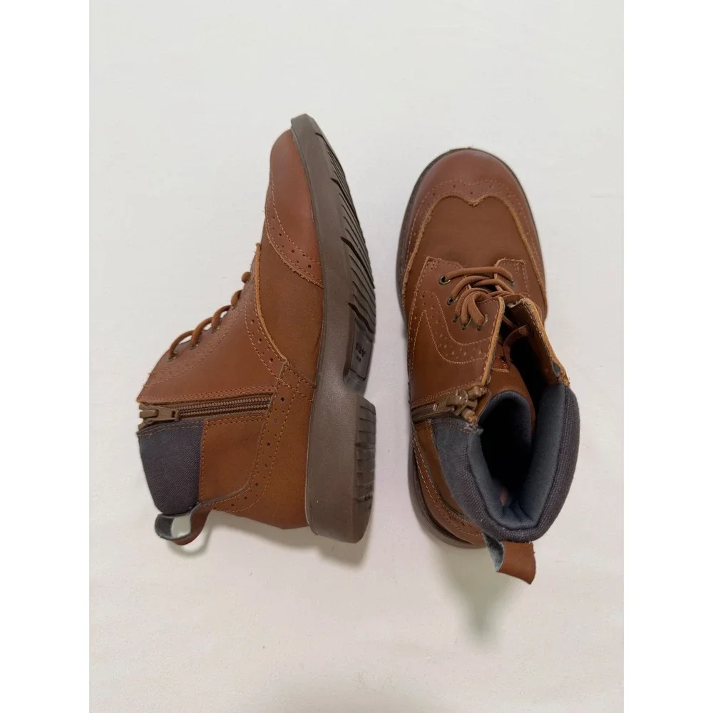 Stride Rite Axel Boys Brown Wingtip Dress Boots Lace Up Zip CB022801 Size 3M